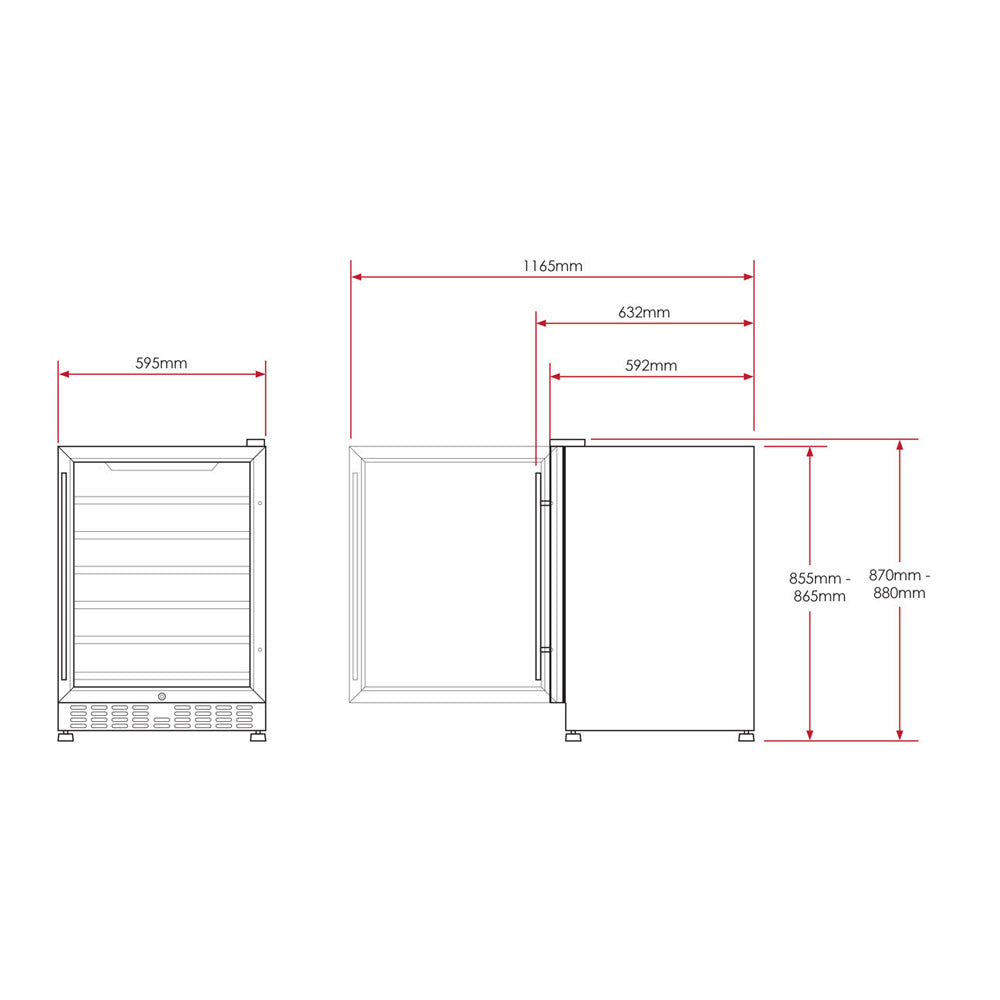 Smart 154L Dual Zone Under Counter Wine Fridge in Black (SMAWC54DN)